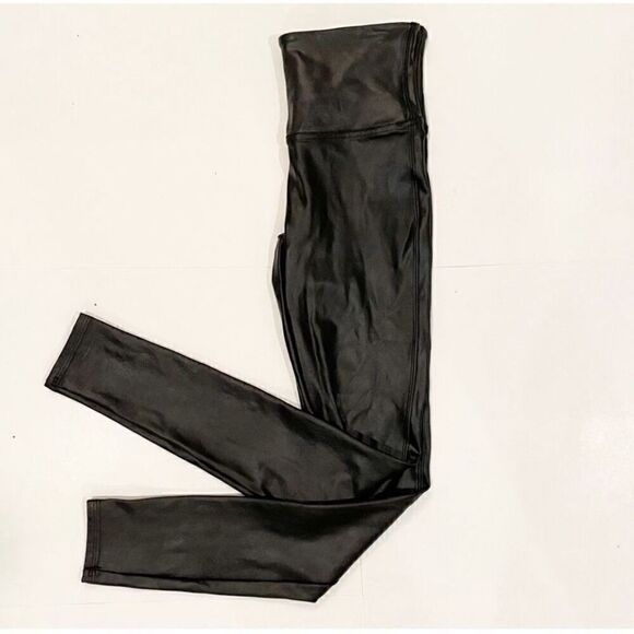 SPANX Faux Leather Leggings Black Size Small Stretch Slimming - Picture 4 of 6